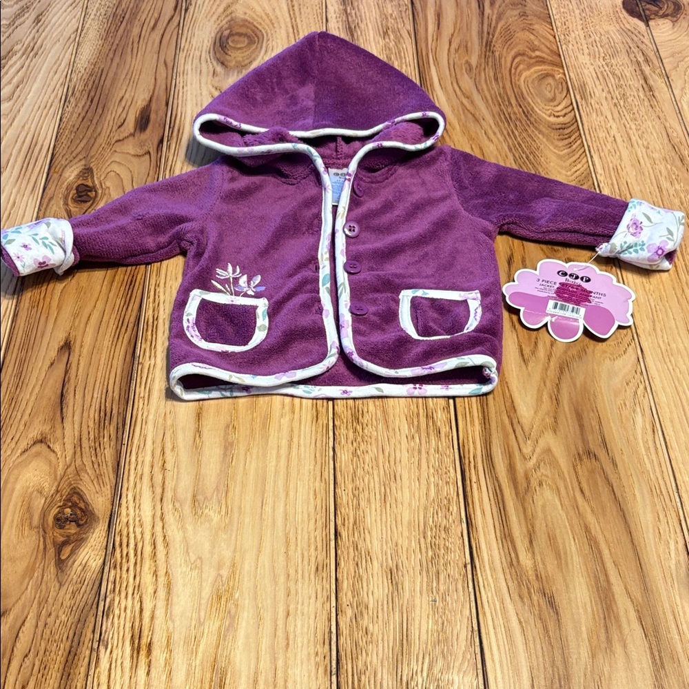 Charming Purple Baby Jacket with Floral Accents